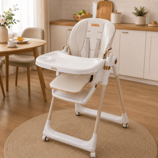 Chaise haute bébé Kidilo TB4 – Réglable, pliable & double plateau dès 4 mois