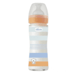 Biberon Chicco Well-Being en Verre 240ml – 0m+ Débit Lent