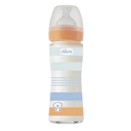 Biberon Chicco Well-Being en Verre 240ml – 0m+ Débit Lent