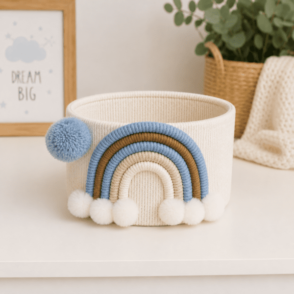 Mini panier de rangement bébé – Format compact & déco ludique (24 cm)