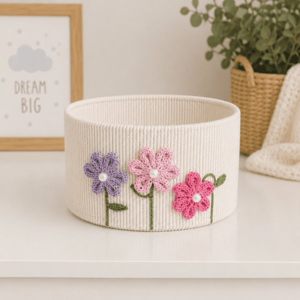 Mini panier de rangement bébé – Format compact & déco ludique (24 cm)