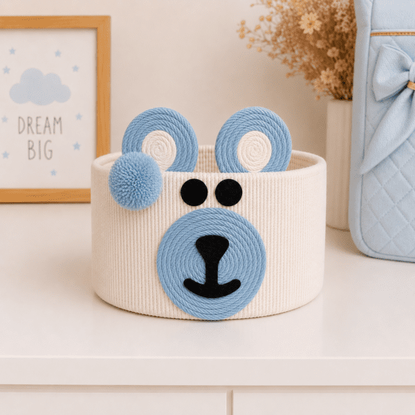 Mini panier de rangement bébé – Format compact & déco ludique (24 cm)