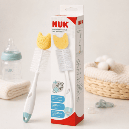 Brosse à biberon NUK avec éponge – Nettoyage efficace & hygiénique