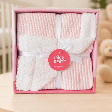 Plaid Bébé Interbaby Rose et Blanc Ultra Doux 80x110 cm