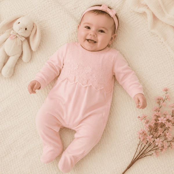 Grenouillère Bébé Rose Élégante avec Bonnet