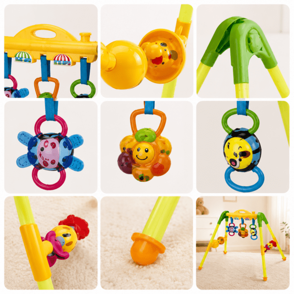 Portique d’Éveil Bébé avec Jouets Suspendus Colorés