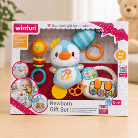 Coffret Cadeau Naissance Winfun – Jouets d’Éveil et Hochets Bébé 0 Mois+
