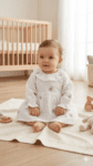 Robe de Cérémonie Bébé Fille Blanche en Lin