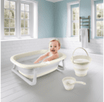 Pack Bain Bébé Pliable DOLU – Baignoire + Seau + tasse | Pratique & Gain de Place