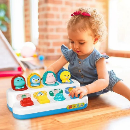 Jouet d’Éveil Bébé Pop-Up Animals Huanger | Jeu Interactif & Sensoriel 18 Mois+
