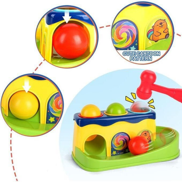 Jeu d’Éveil Bébé Marteau & Balles – Knock Ball Huanger | Coordination & Motricité 12 Mois+