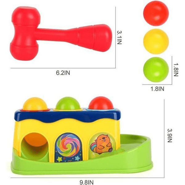 Jeu d’Éveil Bébé Marteau & Balles – Knock Ball Huanger | Coordination & Motricité 12 Mois+