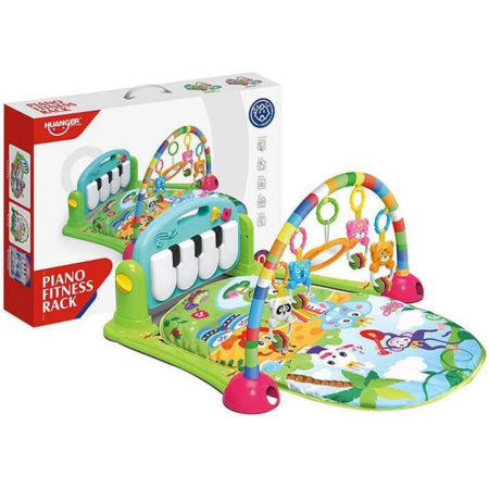 Tapis d’Éveil Bébé avec Piano Musical & Arche de Jeux | Piano Fitness Rack 0+