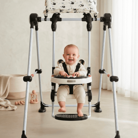 Balançoire Bébé Évolutive avec Table d’Activités | À partir de 12 Mois