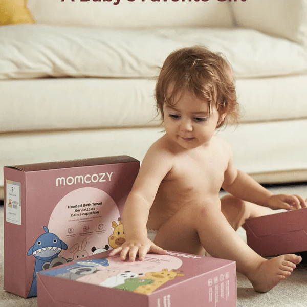 Sortie de Bain Bébé à Capuche Momcozy – Lot de 2 | Douceur & Absorption Maximale