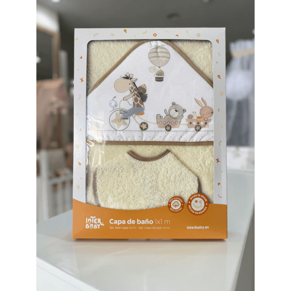 Sortie de Bain Bébé à Capuche Interbaby 1x1 m – 100% Coton | Douceur & Confort