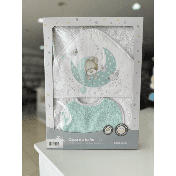 Sortie de Bain Bébé à Capuche Interbaby 1x1 m – 100% Coton | Douceur & Confort