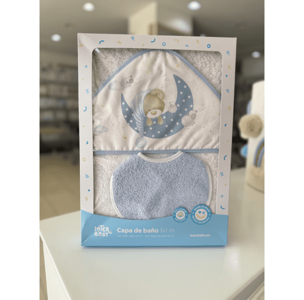 Sortie de Bain Bébé à Capuche Interbaby 1x1 m – 100% Coton | Douceur & Confort