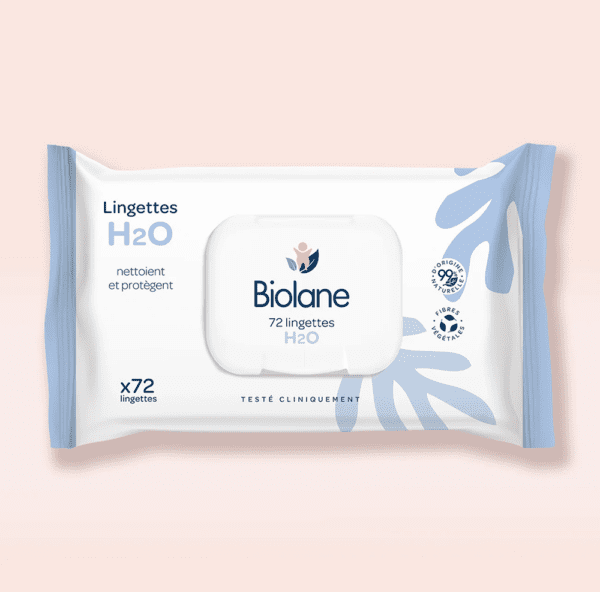 Lingettes Nettoyantes H2O BIOLANE – Douceur & Fraîcheur Sans Rinçage