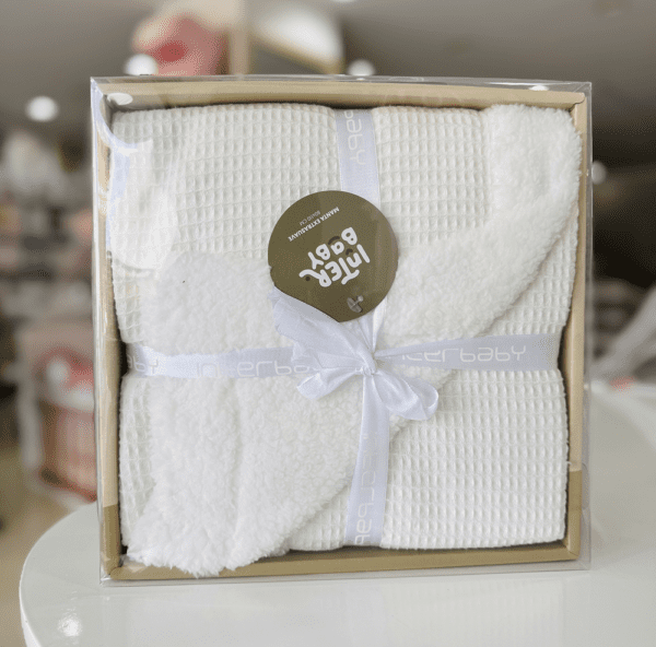 Plaid Bébé Interbaby Rose et Blanc Ultra Doux 80x110 cm