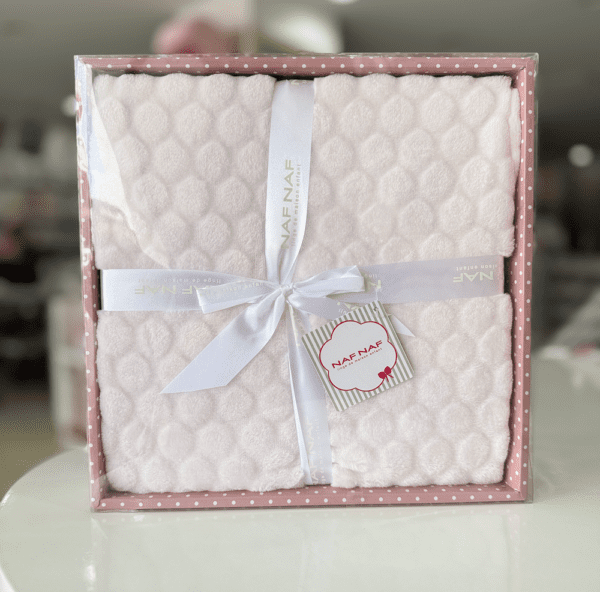Plaid Bébé Naf Naf Rose Ultra Doux avec Coffret Cadeau