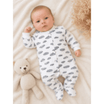 Grenouillère bébé blanche motif nuages 0 3 mois