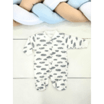 Grenouillère bébé blanche motif nuages 0 3 mois