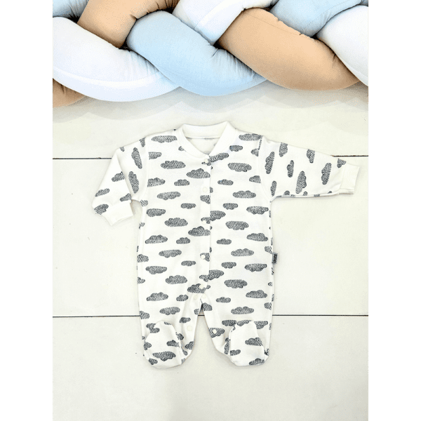 Grenouillère bébé blanche motif nuages 0 3 mois