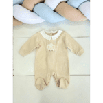 Grenouillère bébé beige avec col et motif mouton 0 3 mois
