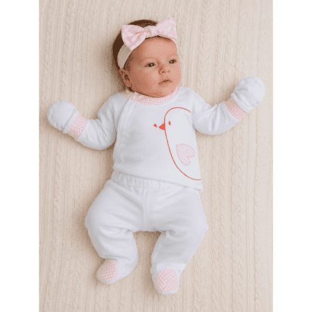 Sortie clinique bébé fille blanche et rose 4 pièces naissance 0 3 mois