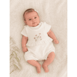 Barboteuse bébé fille blanche avec motifs fleurs 0 3 mois