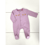 Grenouillère bébé fille mauve avec motifs poussins 0 3 mois