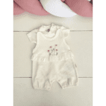 Barboteuse bébé fille blanche avec motifs fleurs 0 3 mois