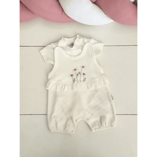 Barboteuse bébé fille blanche avec motifs fleurs 0 3 mois