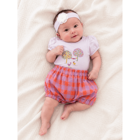 Ensemble bébé fille body violet et short à carreaux 0 3 mois