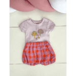 Ensemble bébé fille body violet et short à carreaux 0 3 mois