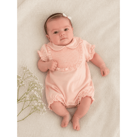 Barboteuse bébé fille rose avec dentelle élégante 0 3 mois
