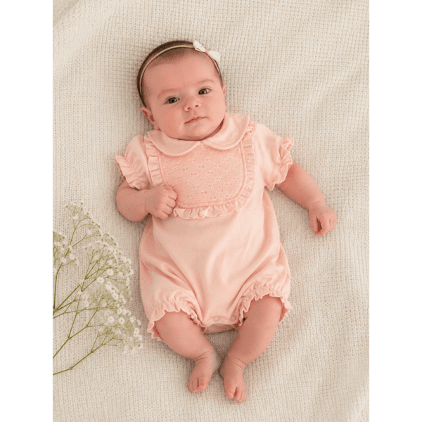 Barboteuse bébé fille rose avec dentelle élégante 0 3 mois