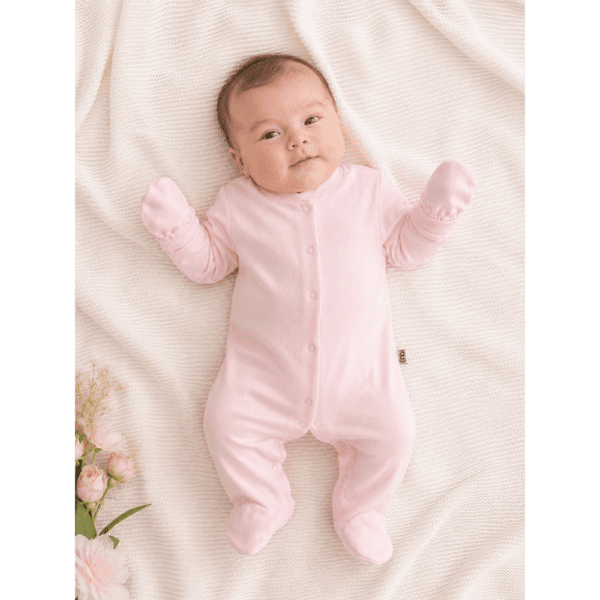 Grenouillère bébé fille rose avec moufles intégrées 0 3 mois