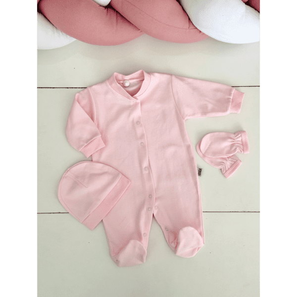 Grenouillère bébé fille rose avec moufles intégrées 0 3 mois