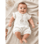 Combinaison Bébé Élégance Écru à Broderie Florale