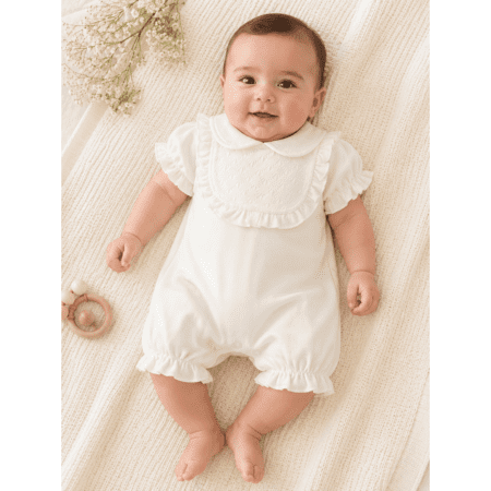 Combinaison Bébé Blanche Chic à Volants