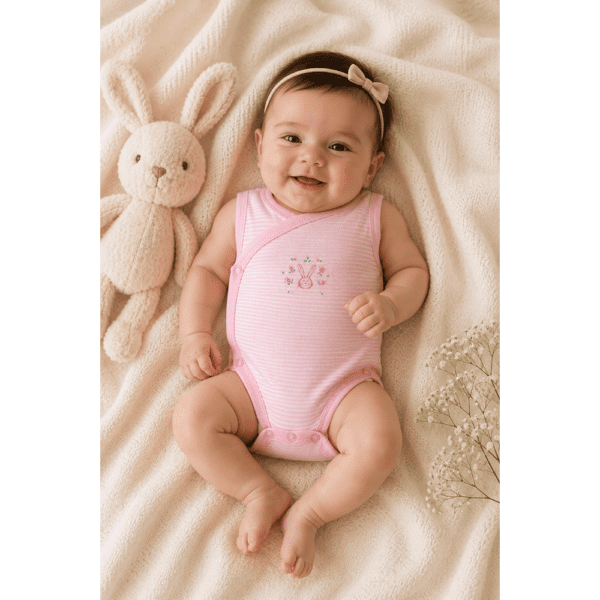 Body Sans Manches Croisé Rayé Rose