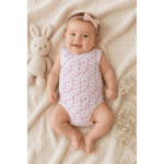 Body Sans Manches Croisé Imprimé Lapins Rose