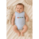 Body Sans Manches Croisé Bleu Rayé avec Motif Voitures