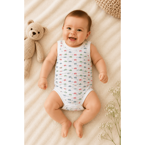 Body Sans Manches Blanc Imprimé Voitures