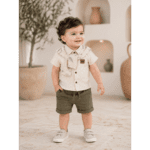 Ensemble Garçon Chic Beige avec Écharpe Décorative