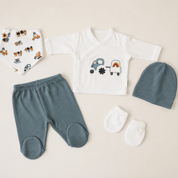 Sortie Clinique Bébé Garçon 5 Pièces Vert Sauge