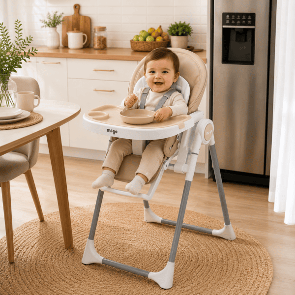 Chaise Haute Bébé Design Beige Migo